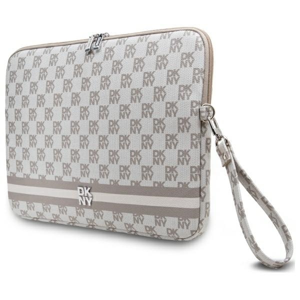 DKNY Sleeve Checkered Pattern Printed Stripes 14" taske til bærbar computer - Beige