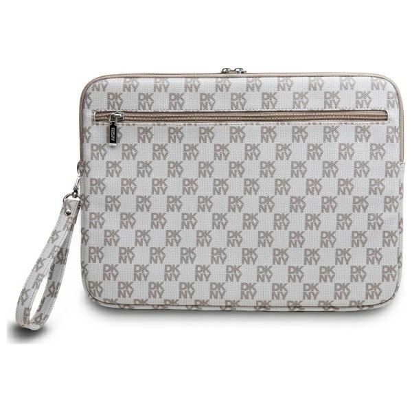 DKNY Sleeve Checkered Pattern Printed Stripes 16" taske til bærbar computer - Beige