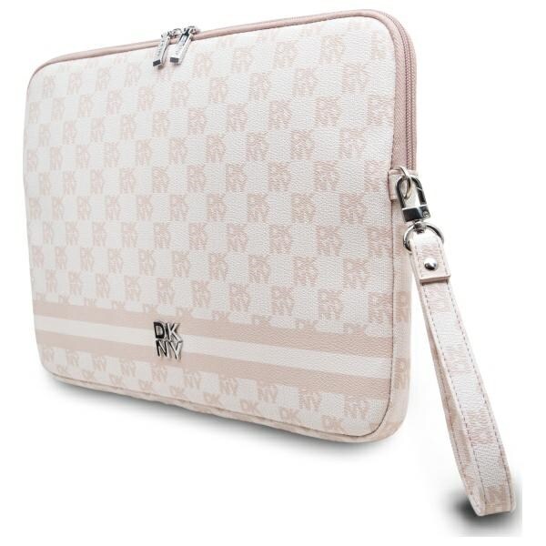 DKNY Sleeve Checkered Pattern Printed Stripes 14" taske til bærbar computer - Pink