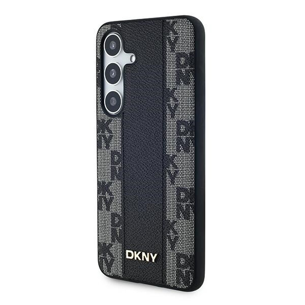 DKNY Leather Checkered Mono Pattern MagSafe-etui til Samsung Galaxy S24 - sort