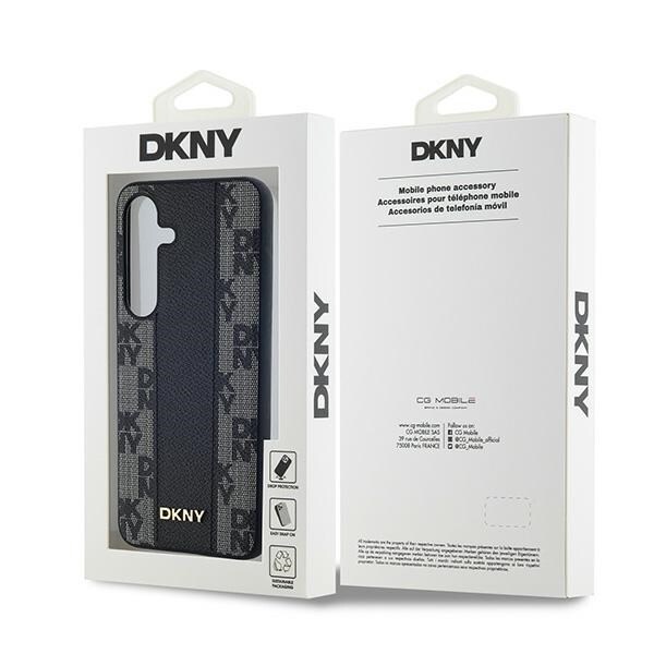 DKNY Leather Checkered Mono Pattern MagSafe-etui til Samsung Galaxy S24 - sort