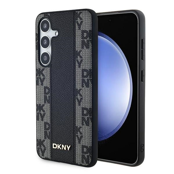 DKNY Leather Checkered Mono Pattern MagSafe-etui til Samsung Galaxy S24+ - sort