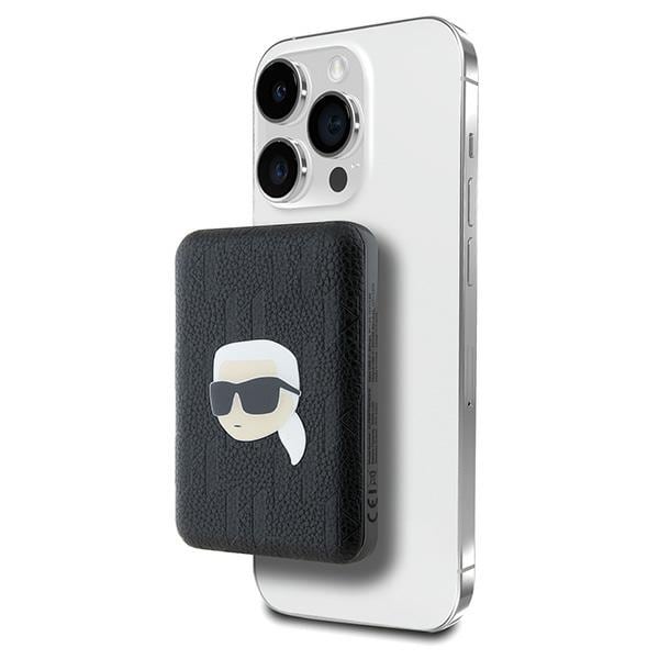 Karl Lagerfeld Powerbank induktiv KLPB5FPGKSKIHK 16W 5000mAh sort/sort Karl Head Pin MagSafe