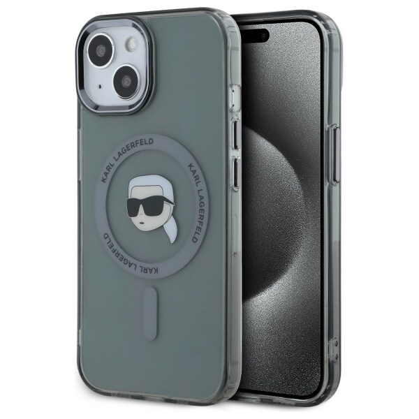 Karl Lagerfeld KLHMP15SHLSKIK iPhone 15 6,1" sort/sort hardcase IML Metal Karl Head MagSafe
