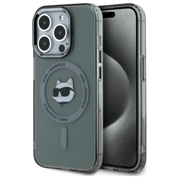 Karl Lagerfeld KLHMP15LHLSCHK iPhone 15 Pro 6.1" Black Hardcase IML Metal Choupette Head MagSafe