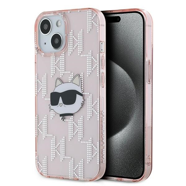 Karl Lagerfeld IML Choupette Head & Monogram-etui til iPhone 14 / 15 / 13 - pink
