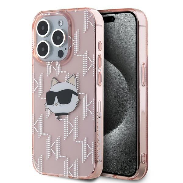 Karl Lagerfeld IML Choupette Head & Monogram-etui til iPhone 15 Pro Max - pink