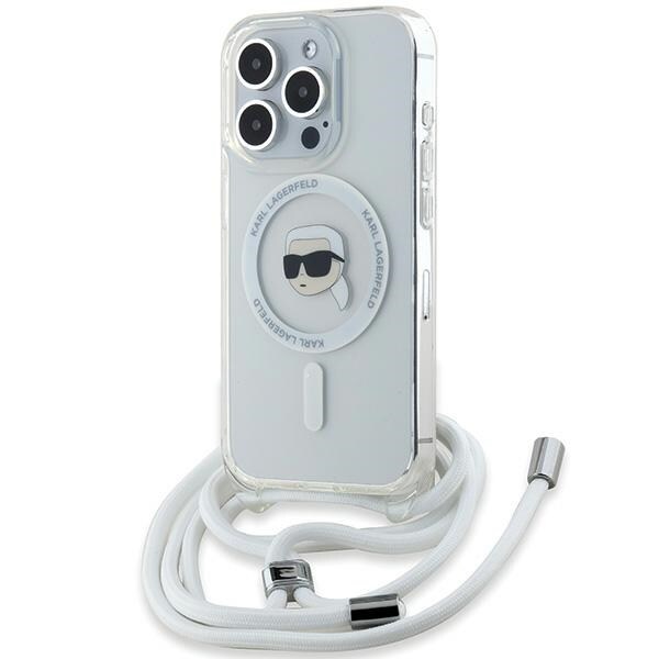 Karl Lagerfeld Crossbody IML Karl Head MagSafe-etui til iPhone 15 Pro Max - gennemsigtig