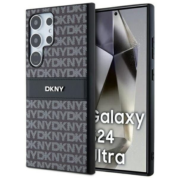 DKNY læderetui med monostribe og metallogo til Samsung Galaxy S24 Ultra - sort
