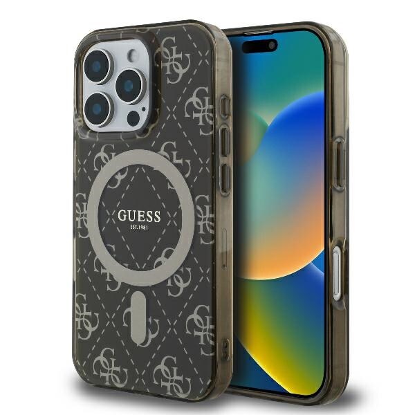 Guess IML 4G Baggrund MagSafe iPhone 16 Pro Etui - Brun