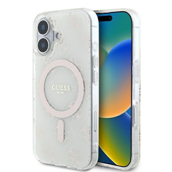 Guess IML 4G Baggrund MagSafe-etui til iPhone 16 Plus - Hvid