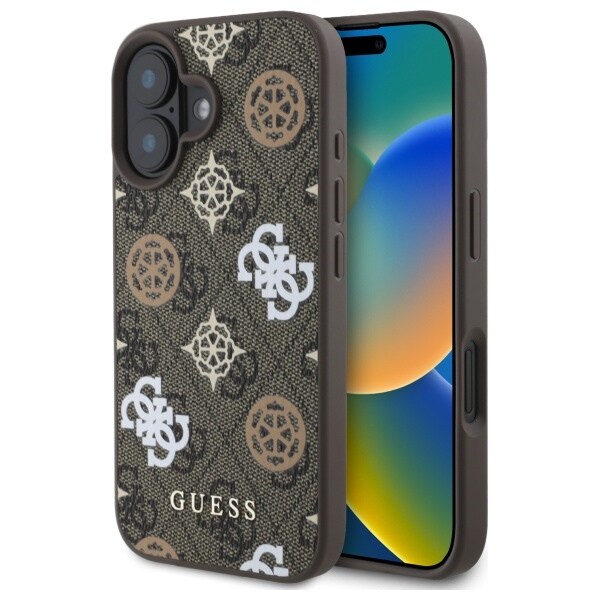 Guess Peony On 4G Background MagSafe-etui til iPhone 16 - brun