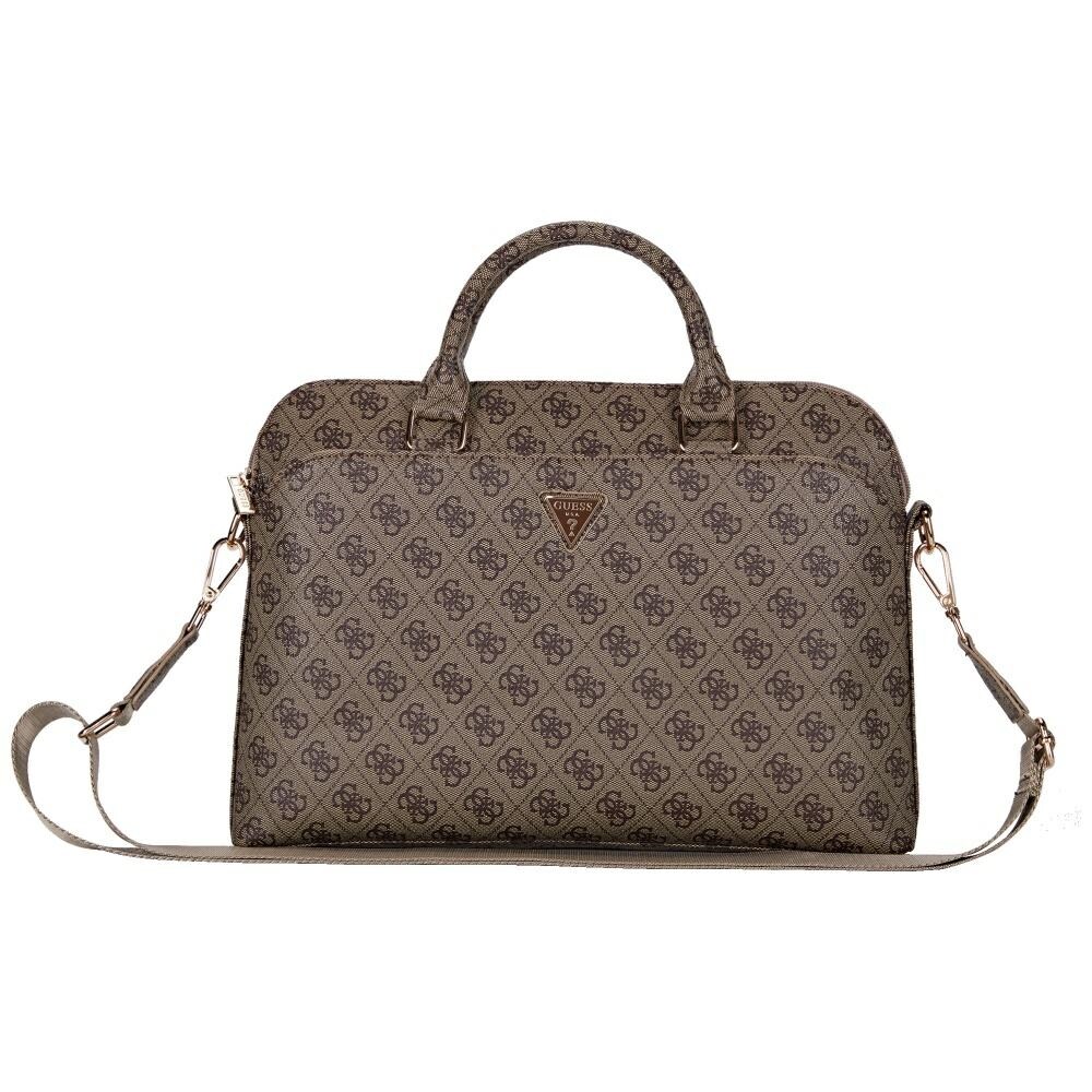 Guess 4G Lynlåslomme Triangle Logo 15" Laptop-taske - Brun