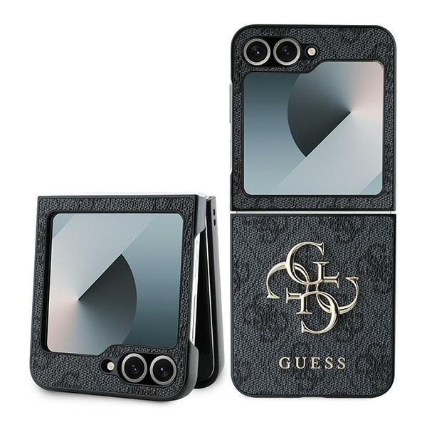 Guess Læder 4G Metal Logo Etui til Samsung Galaxy Z Flip 6 - Sort