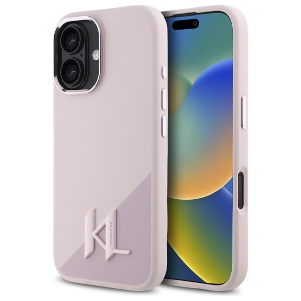 Karl Lagerfeld Silikone Shadow Metal Initial MagSafe iPhone 16 Etui - Pink