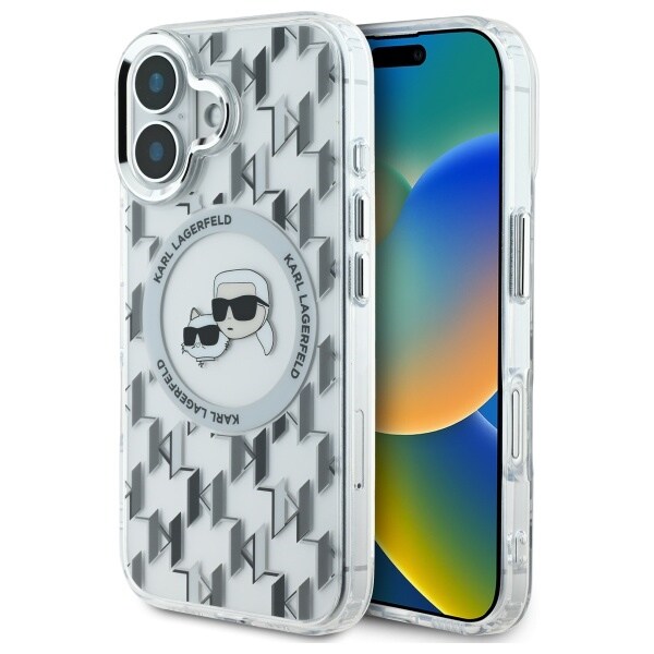 Karl Lagerfeld IML Monogram Karl & Choupette Head MagSafe iPhone 16 Etui - Klar