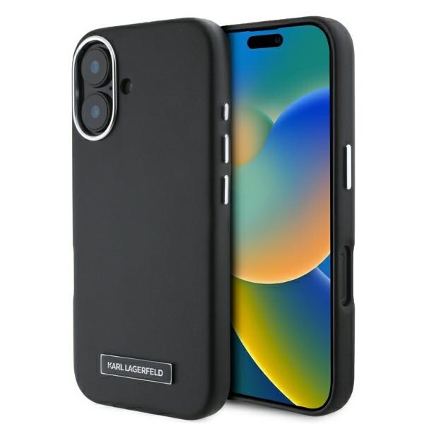 Karl Lagerfeld FW Metal Plate MagSafe iPhone 16 Etui - Sort