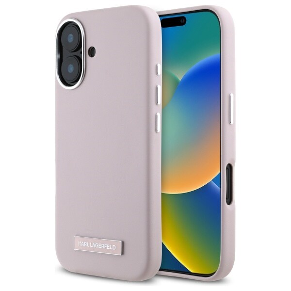 Karl Lagerfeld FW Metal Plate MagSafe iPhone 16 Etui - Pink