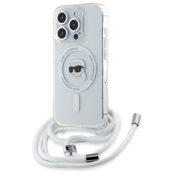 Karl Lagerfeld Crossbody IML Karl Head Magsafe-etui til iPhone 16 Pro Max - Klar