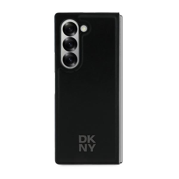 DKNY Magsafe Plain Leather Metal Stack Logo Case til Samsung Galaxy Z Fold 6 - Sort