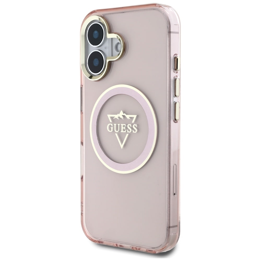 Guess IML Metal Mountain Logo MagSafe iPhone 16 Etui - Pink