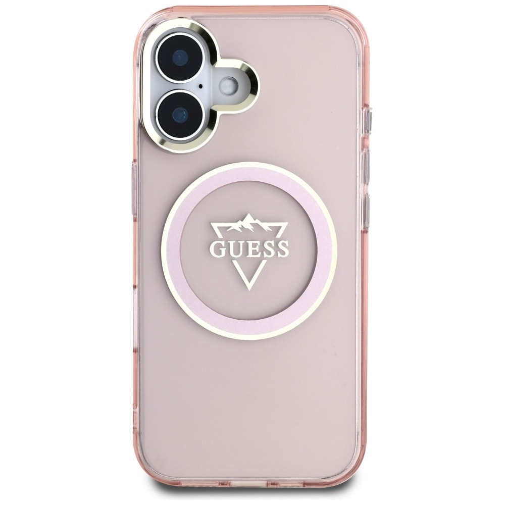 Guess IML Metal Mountain Logo MagSafe iPhone 16 Etui - Pink