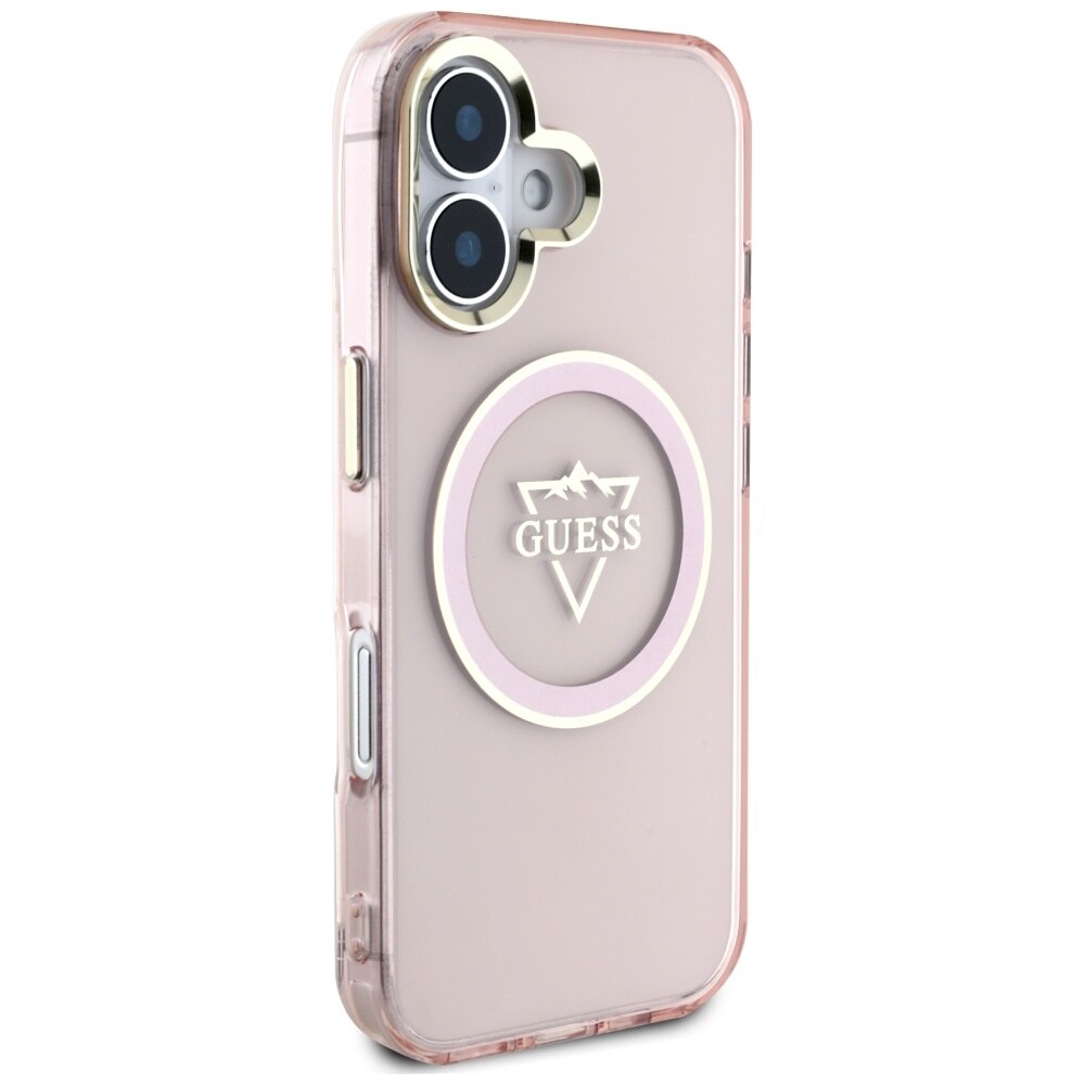 Guess IML Metal Mountain Logo MagSafe iPhone 16 Etui - Pink