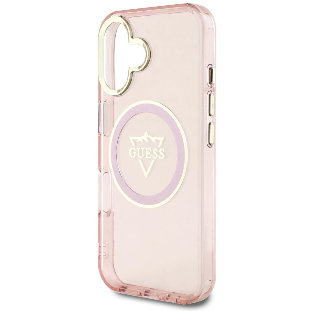 Guess IML Metal Mountain Logo MagSafe iPhone 16 Etui - Pink