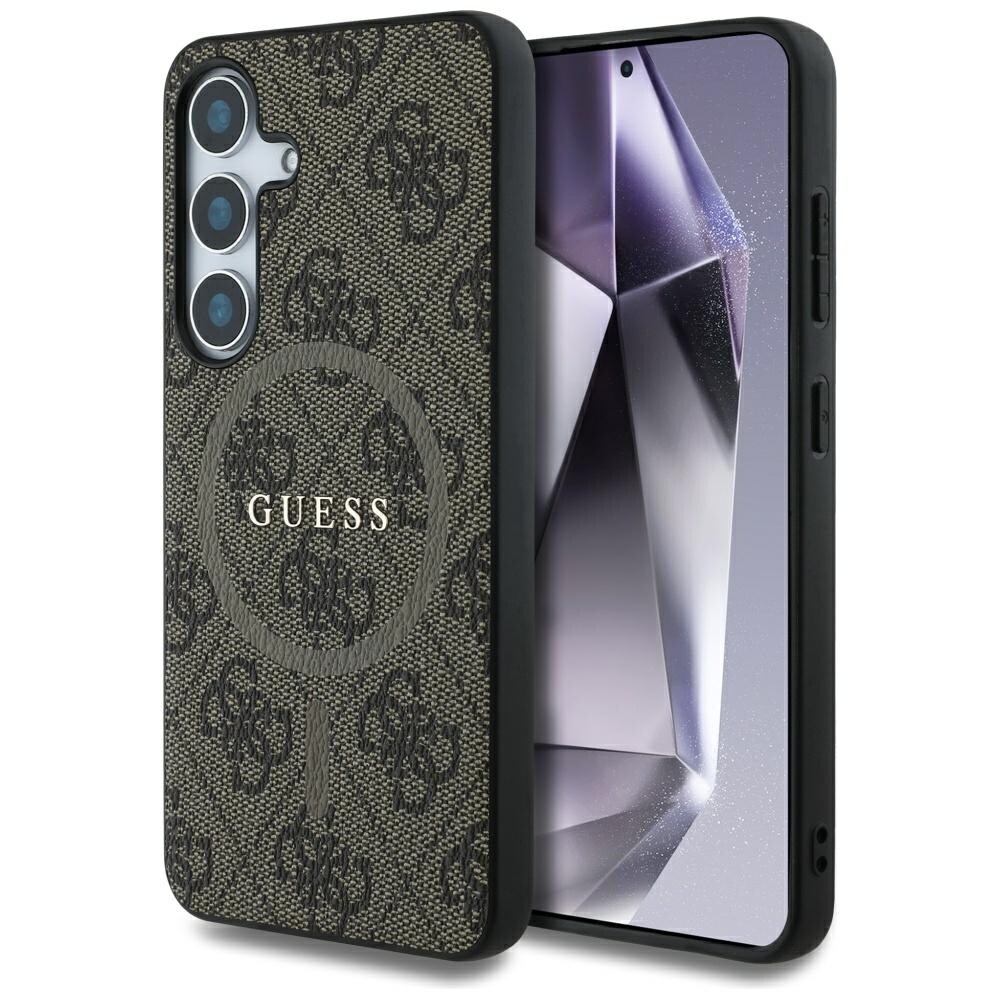 Guess Læder 4G farvet ring Classic Logo MagSafe Samsung Galaxy S25 Plus etui brun