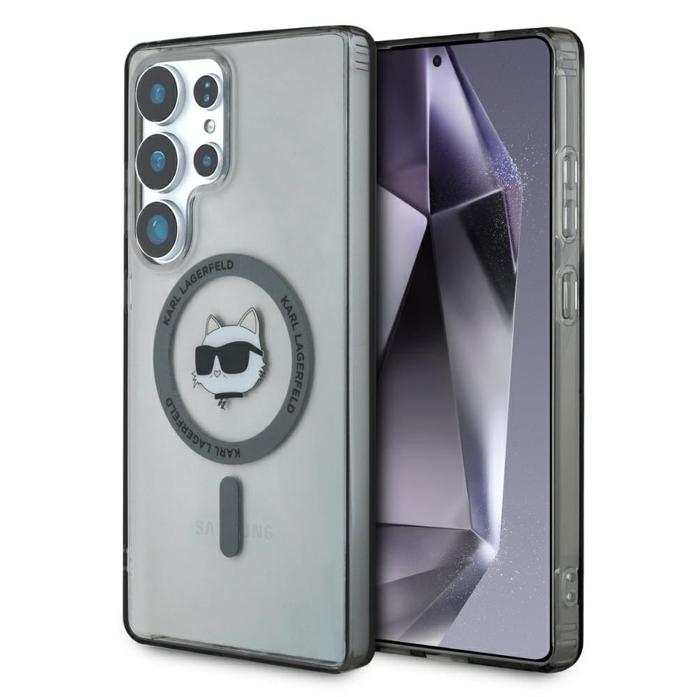 Karl Lagerfeld Button Choupette Head Printed Logo MagSafe Samsung Galaxy S25 Ultra etui sort