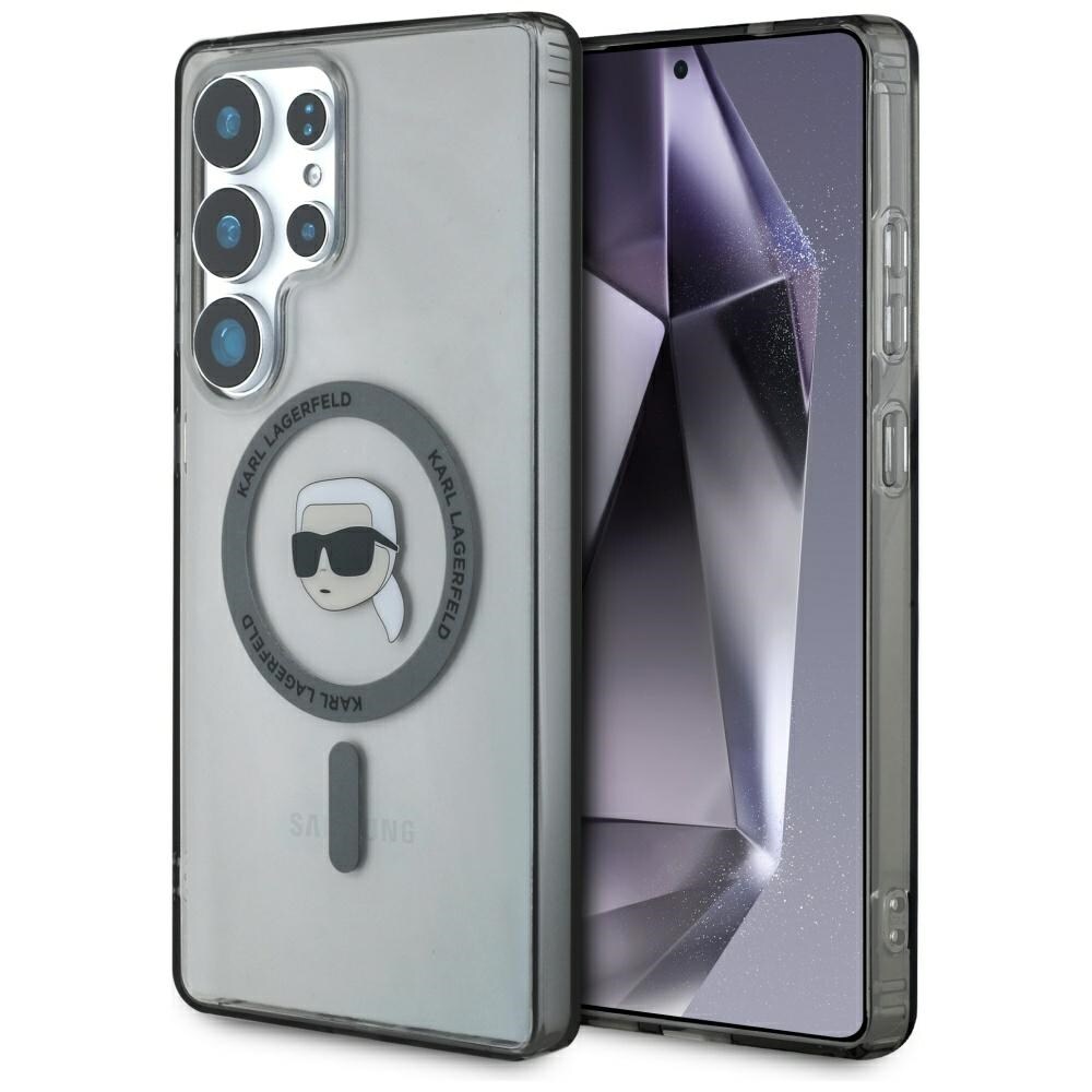 Etui Karl Lagerfeld Button Karl Head Printed Logo MagSafe Samsung Galaxy S25 Ultra sort
