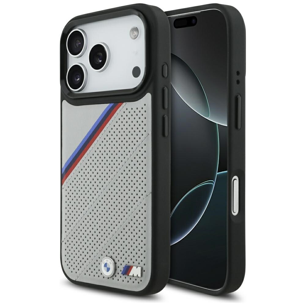 BMW M Tricolor MagSafe-etui med metallogo til iPhone 17 Pro - grå