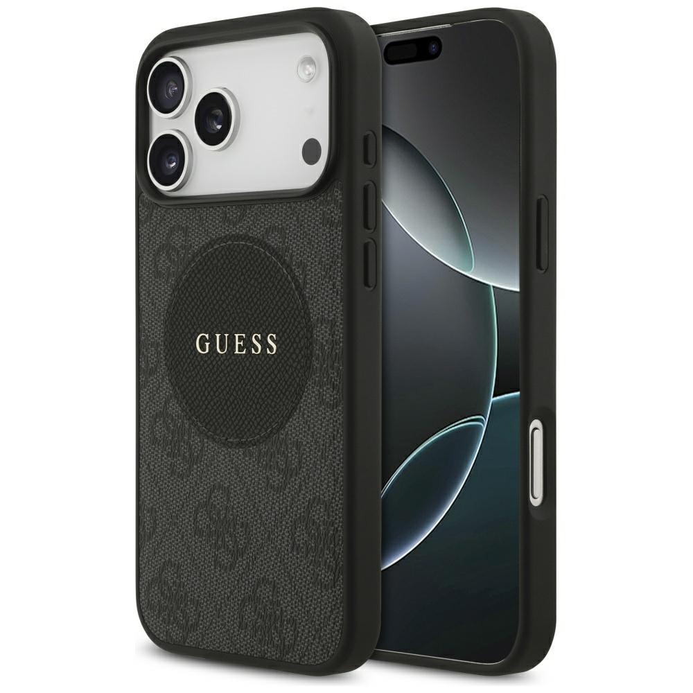 Guess 4G Circle Classic MagSafe-etui med logo til iPhone 17 Pro Max - sort