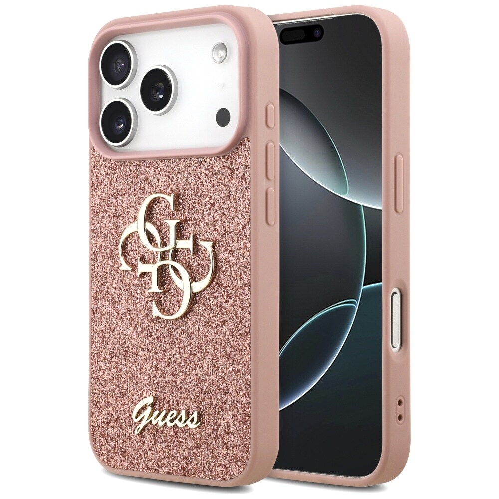 Guess Fast Glitter Big 4G-etui til iPhone 17 Pro - Pink