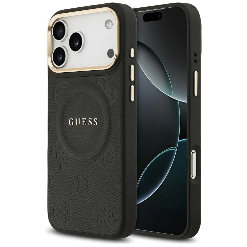 Guess Peony Hot Stamp MagSafe-etui til iPhone 17 Pro Max - Sort