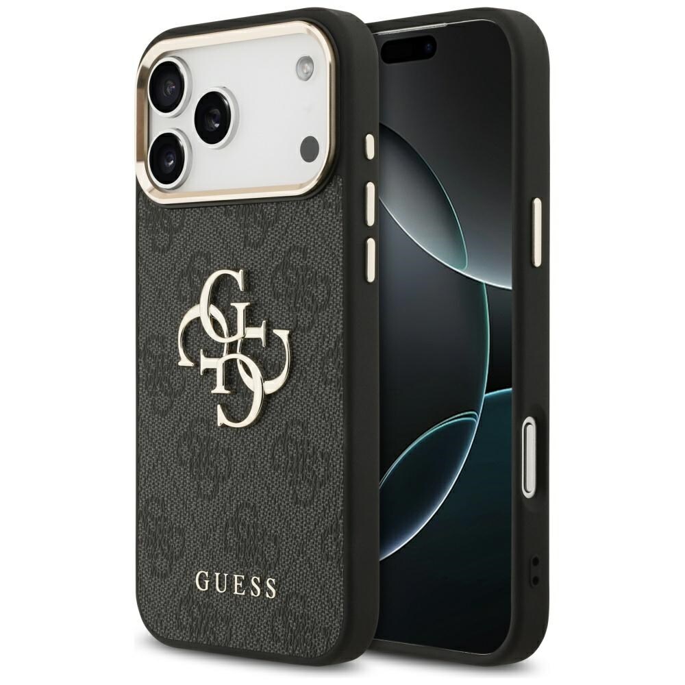 Guess 4G Big 4G Classic logoetui til iPhone 17 Pro Max - sort og guld