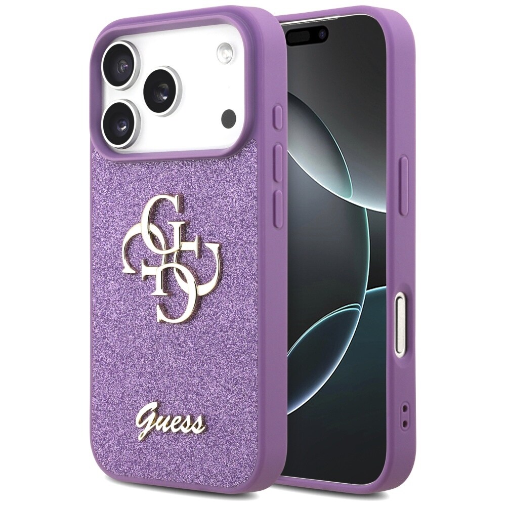 Guess Fast Glitter Big 4G-etui til iPhone 17 Pro - lilla