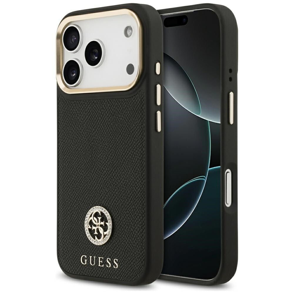 Guess Grained Strass Logo MagSafe-etui til iPhone 17 Pro - sort