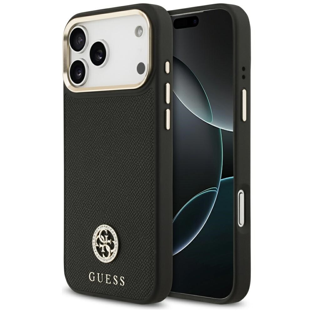Guess Grained Strass Logo MagSafe-etui til iPhone 17 Pro Max - sort