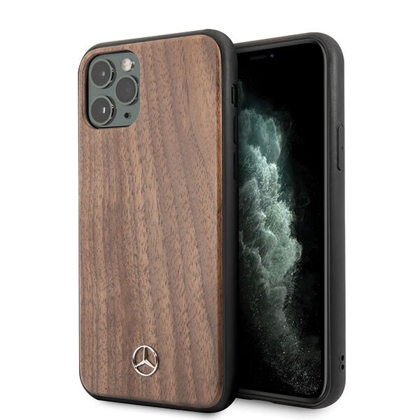 Mercedes Wood Line valnøddetaske til iPhone 11 Pro Max - Brun