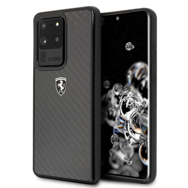 Ferrari Carbon Heritage-etui til Samsung Galaxy S20 Ultra - Sort