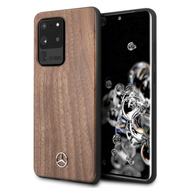 Mercedes Wood Line valnøddetaske til Samsung Galaxy S20 Ultra - Brun