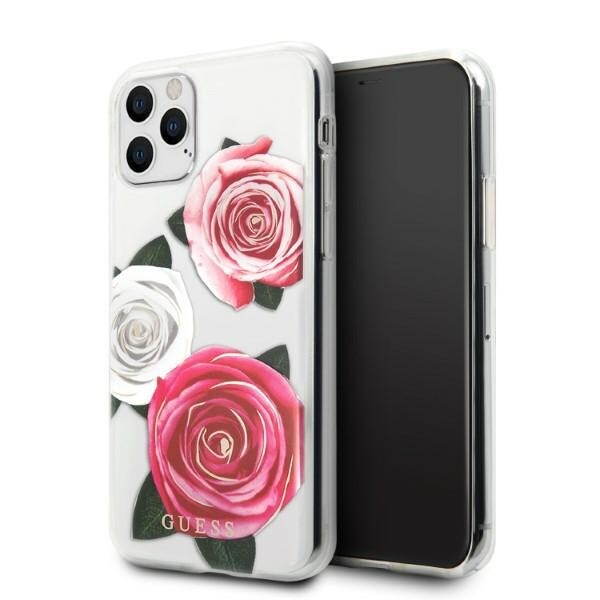 Guess GUHCN58ROSTRT iPhone 11 Pro gennemsigtig hardcase Flower Desire Pink & White Rose