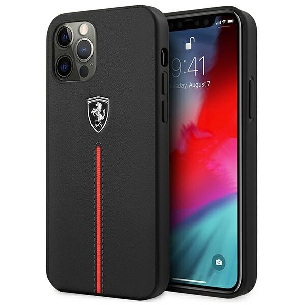 Ferrari FEOMSHCP12LBK iPhone 12 Pro Max sort/sort hardcase Off Track Leather Nylon Stripe