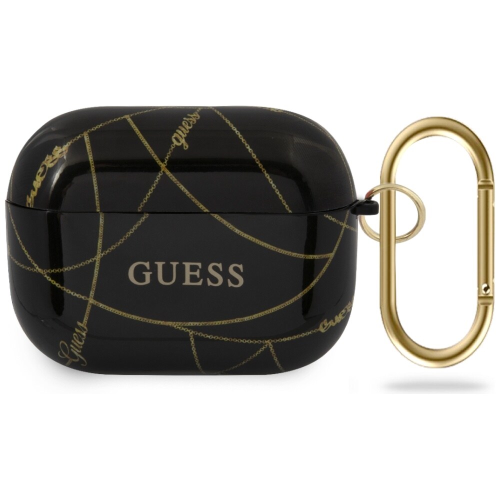Guess GUACAPTPUCHBK AirPods Pro-cover sort/sort Gold Chain Collection