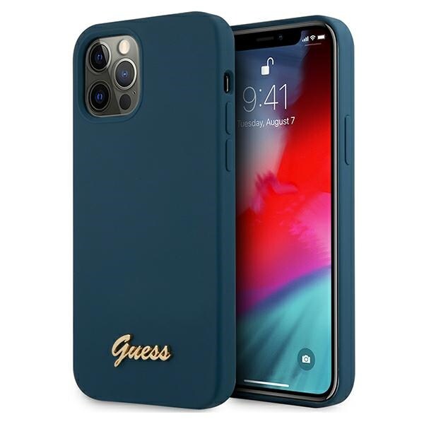 Guess GUHCP12LLSLMGBL iPhone 12 Pro Max 6,7" blå/blå hardcase Metal Logo Script