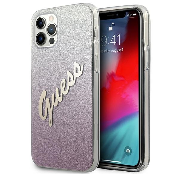 Guess GUHCP12LPCUGLSPI iPhone 12 Pro Max 6,7" pink/pink hardcase Glitter Gradient Script