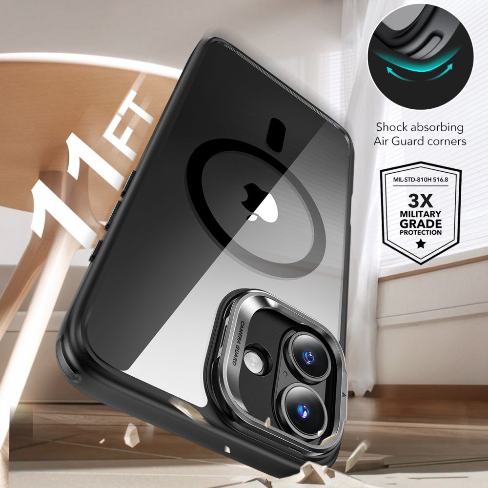 ESR Classic Hybrid Kickstand Halolock MagSafe iPhone 16 Plus + skærmbeskytter af hærdet glas - Sort
