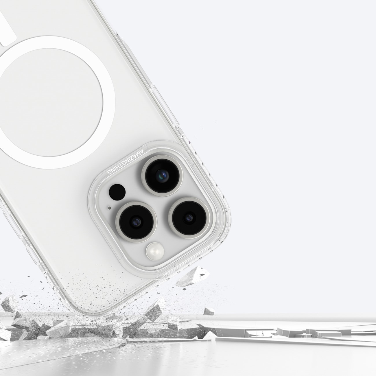 AmazingThing Titan Pro Mag-etui med magnetisk ring til iPhone 16 Pro - gennemsigtig