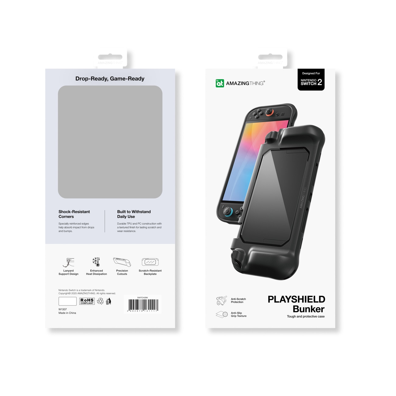 AmazingThing PlayShield Bunker beskyttelsesetui til Nintendo Switch 2 - Sort
